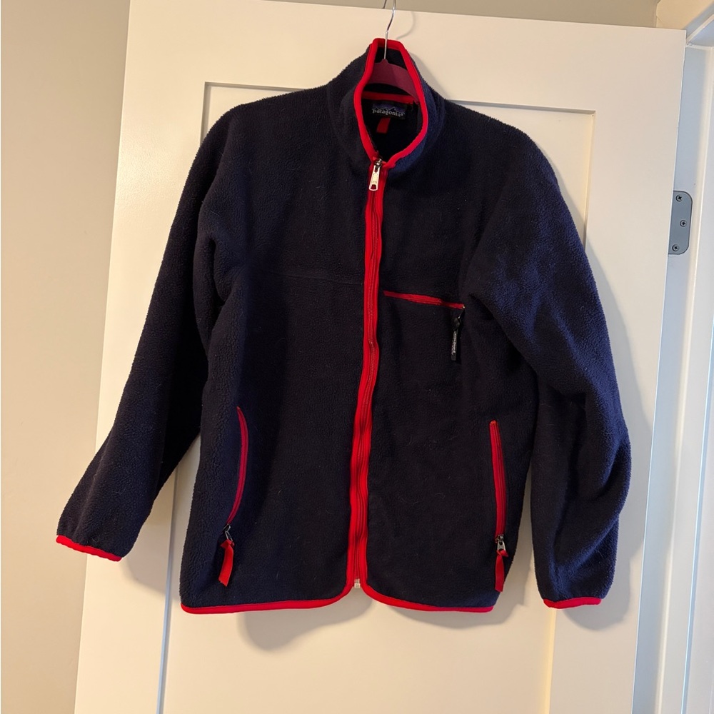 Patagonia Kids Navy Blue Jacket with Red Trim